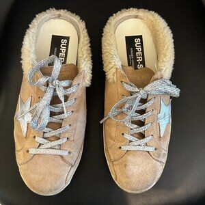 Golden Goose Superstar Sabot Suede Shearling Sneakers